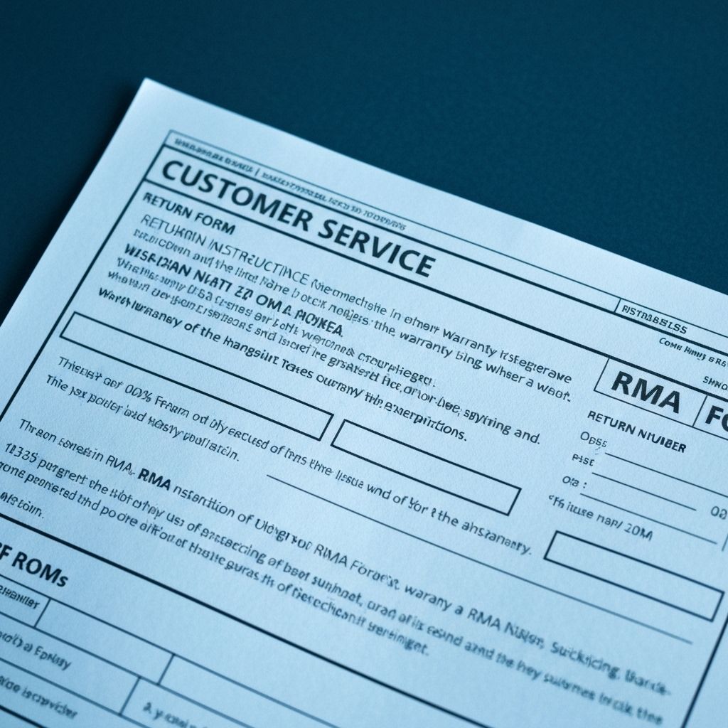 Validate warranty terms; issue RMA n