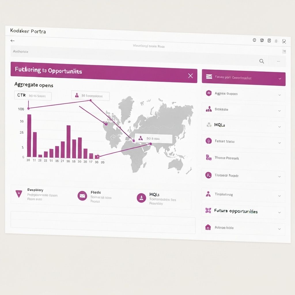 Aggregate opens, CTR, MQLs; map to o