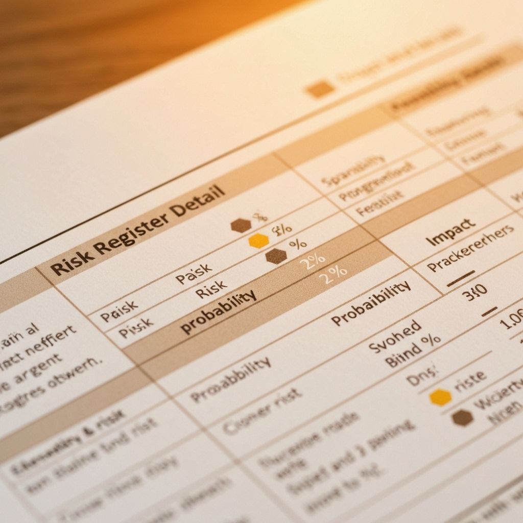 Document risk details, probability, 