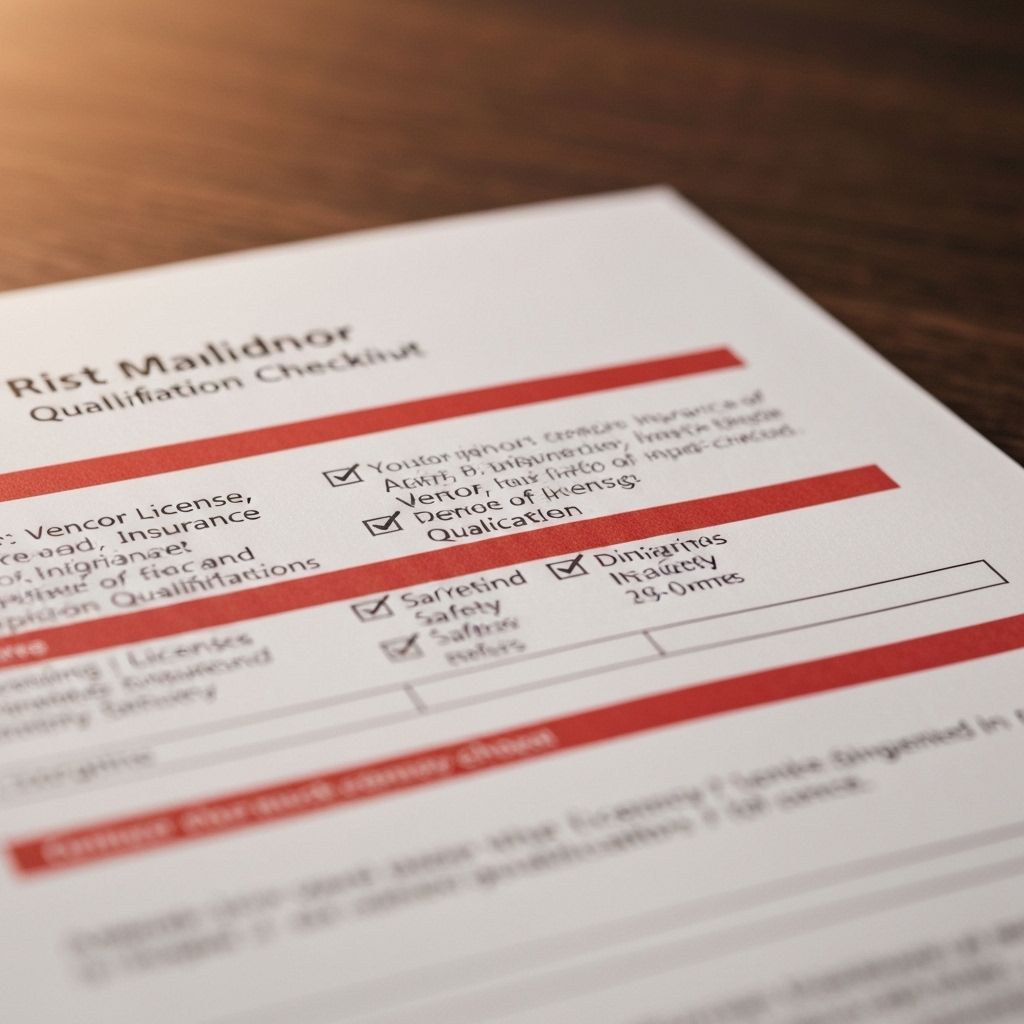 Verify vendor licenses, insurance, s